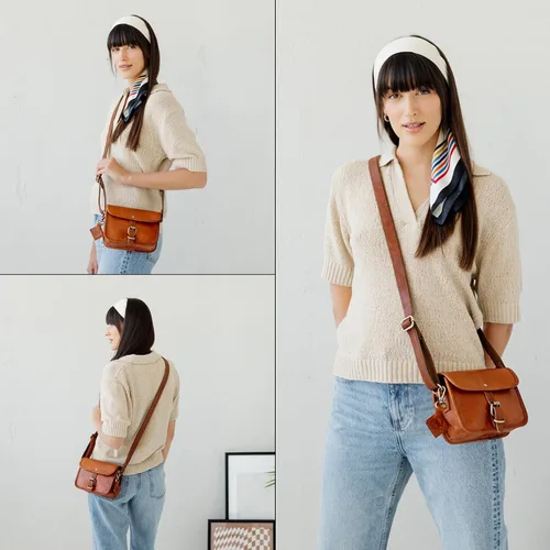 Vista 7 de Berliner Bags Bolso De Hombro De Cuero Genuino Vintage Malta, Bolso Bandolera, Bolso Pequeño Para Las Mujeres - Marrón