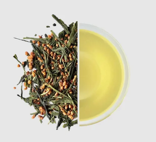 Vista 4 de Té verde Genmaicha con sencha premium y arroz asado, 20 bolsas de té japonés Genmai Cha