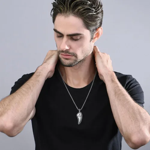 Vista 4 de Wolf Teeth Necklace Sterling Silver ValknutTriskele Viking Wolf Teeth Pendant Wolf Jewelry for Men Women