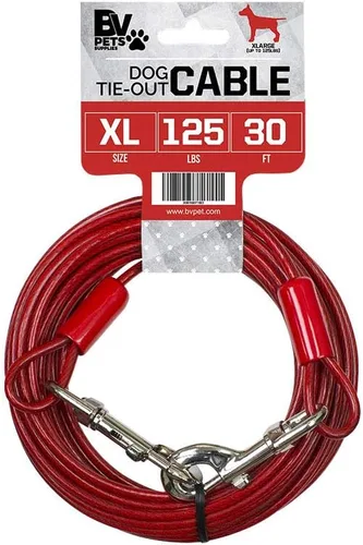 Vista 11 de BV Cable de amarre para perros de 30 pies – Cable resistente para perros de hasta 125 libras – Reflectante y libre de óxido con clips giratorios