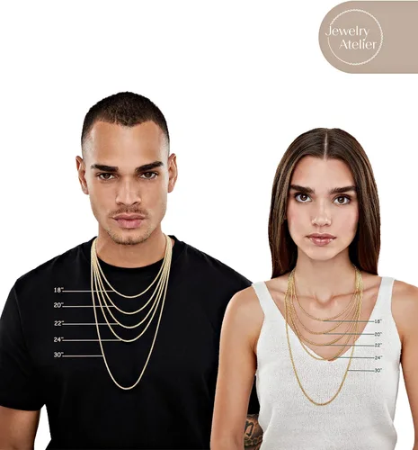 Vista 4 de Jewelry Atelier Colección de collares de cadena de oro collares redondos de cadena de trigo y palma rellenos de oro amarillo macizo de 14 quilates