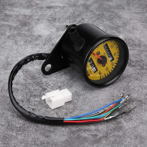 Vista 4 de Qiilu Motocicleta Velocímetro Odómetro, 2.362 in Universal Gauge - Negro