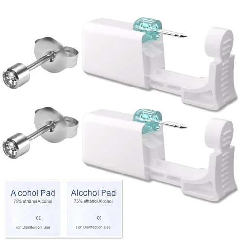 Vista 21 de Kit de perforación de orejas YINPAD - Pistola de perforación desechable cargada previamente con clavos de diferentes estilos de 5MM, kit