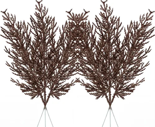 Vista 17 de Tallos de bayas con purpurina navideña, 24 piezas de púas artificiales para rellenos de adornos de árbol de Navidad, coronas de Navidad Dorado