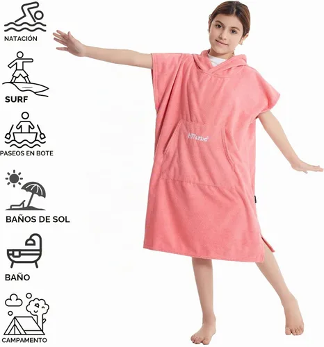 Vista 4 de Hiturbo Poncho de toalla de baño para niños: toallas de natación