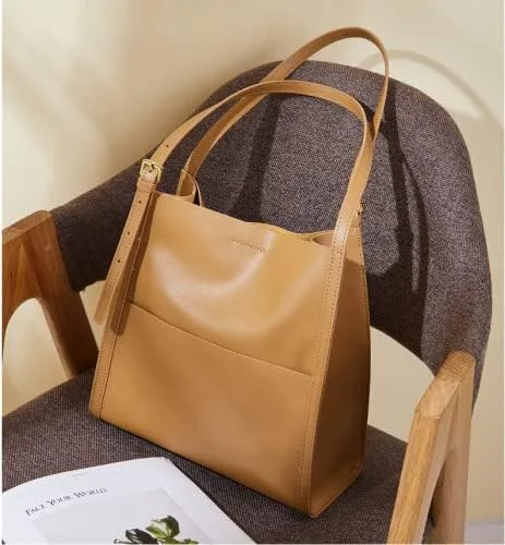 Vista 7 de Aiwanning - Bolso de piel auténtica para mujer, bolso de hombro, bolso de mano
