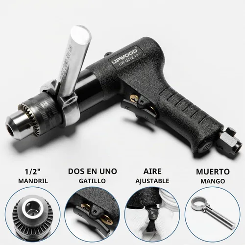 Vista 5 de Taladro de aire reversible de 1/2 pulgada, mango de agarre de pistola resistente de 700 RPM (1/2 taladro reversible)