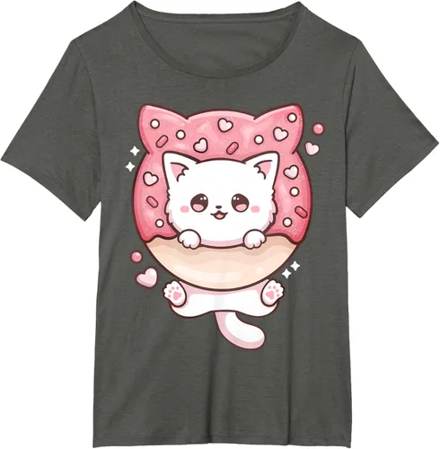 Vista 88 de Camiseta Kawaii Cat Donut Anime Lover Otaku, Negro