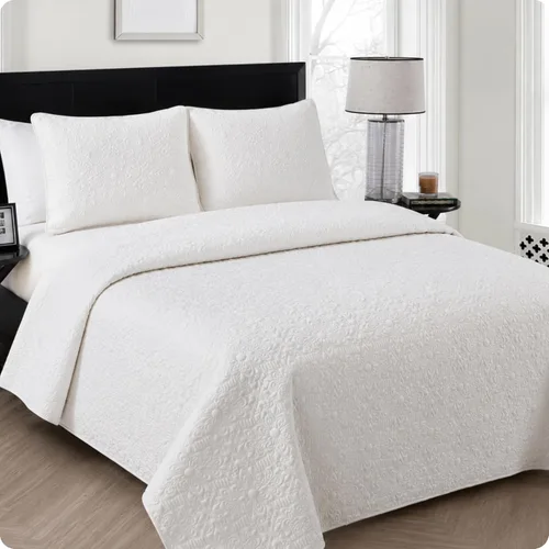 Vista 9 de VCNY Home Edredón para cama individual – Edredón individual alternativo de 2 piezas, colcha floral con funda (Caroline, ropa de cama gris)