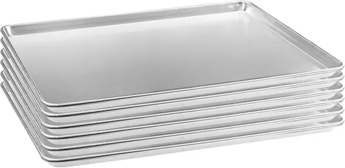 Vista 12 de HARDURA - Bandeja de aluminio para hornear de 18 pulgadas de largo x 13 pulgadas de ancho x 1 pulgadas de alto, 12 paquetes, para horno en panadería