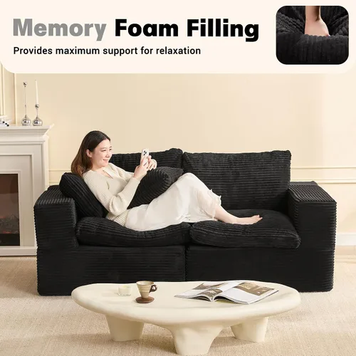 Vista 7 de Afuson Juego de sofá Cloud de 74.8 pulgadas, sofá biplaza modular, sofá convertible y asiento profundo, sofá acogedor para sala de estar, oficina