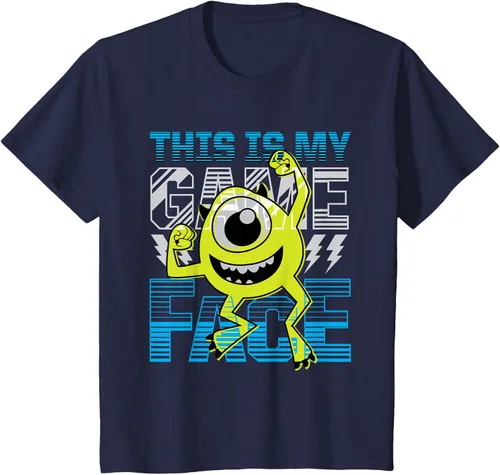 Vista 83 de Disney Pixar Monsters Inc. Mike Wazowski Game Face Camiseta Negro