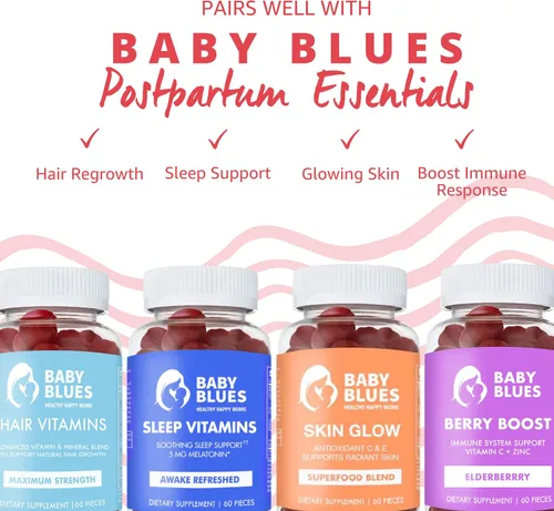 Vista 6 de Baby Blues Gomitas de vinagre de sidra de manzana con la madre, vitaminas posnatales para mujeres lactancia, energía, metabolismo y apoyo digestivo
