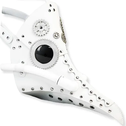 Vista 4 de Máscara de médico de la peste máscara de pájaro de nariz larga máscara steampunk cosplay Blanco/Médico de la peste clásico