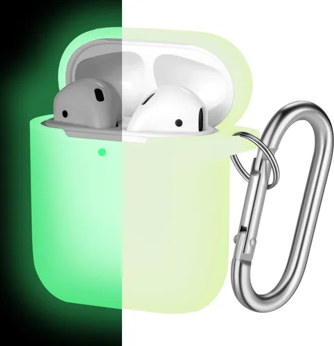 Vista 20 de Hamile Compatible con estuche de AirPods, funda protectora de silicona suave (LED frontal visible) diseñada para AirPods con accesorios de llavero