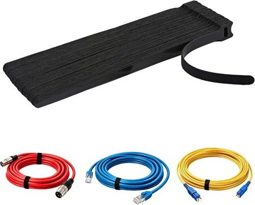 Vista 9 de 70 bridas reutilizables con gancho y bucle, bridas de alambre ajustables multiusos para organización de cables y 10 etiquetas para cables