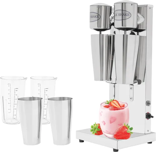 Vista 8 de Máquina eléctrica para hacer batidos, máquina comercial de batido de leche de acero inoxidable con 2 tazas de 22.0 fl oz/taza 110 V 180 W, mezclador