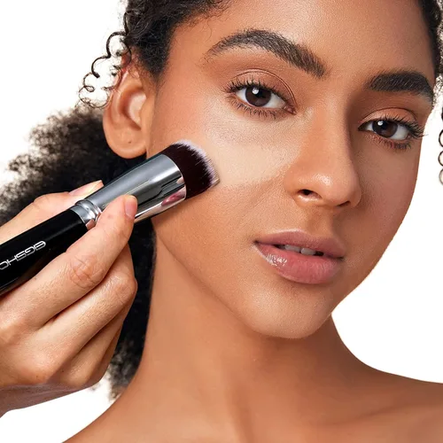 Vista 6 de EIGSHOW - Brocha para base de maquillaje Kabuki de parte superior plana, para líquidos, crema y polvo, mezcla, pulido, punteado, aplicación