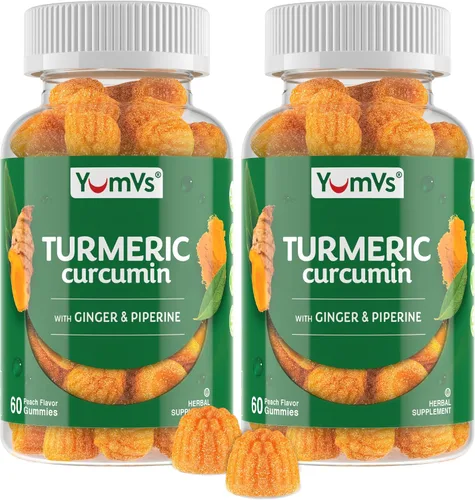 Vista 8 de Gomitas de extracto de cúrcuma de curcumina – Gomitas extra fuertes de suplemento de cúrcuma de 250 mg con 100 mcg de pimienta negra y 12 mg