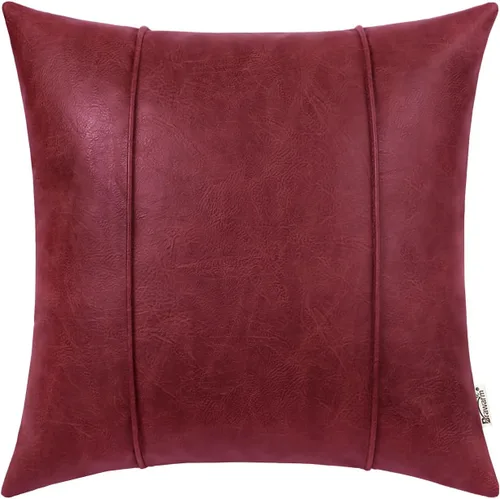 Vista 23 de BRAWARM Funda de almohada de piel sintética de 16 x 16 pulgadas, color Negro