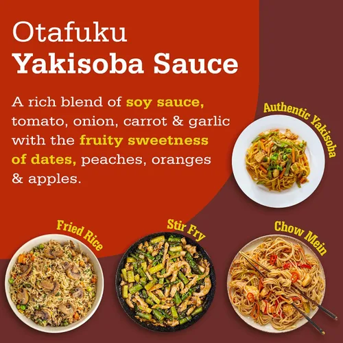 Vista 4 de Salsa Otafuku Yakisoba para fideos salteados japoneses (14 onzas) Auténtico sabor Umami sin gluten y vegano, sin sabores, colores ni conservantes