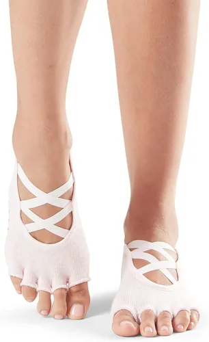 Vista 2 de Toesox Elle - Calcetines de medio dedo con agarre antideslizante Suela antideslizante para yoga, pilates, gimnasio - Calcetines de mujer con dedos