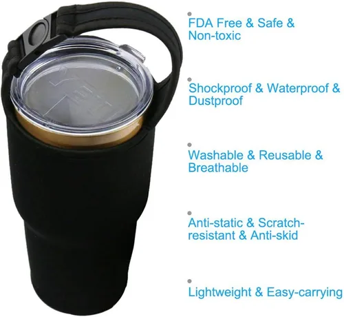 Vista 6 de Paquete de 2 soportes para vasos, funda de neopreno con correa, bolsa de 30 onzas para YETI, Rtic, Atlin, Ozark Trail, Rambler