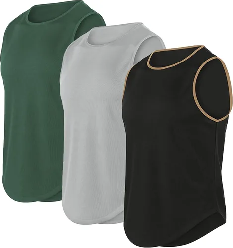 Vista 5 de Camiseta sin mangas para hombre, de secado rápido, para gimnasio, ligera, transpirable, para entrenamiento, fisicoculturismo, fitness
