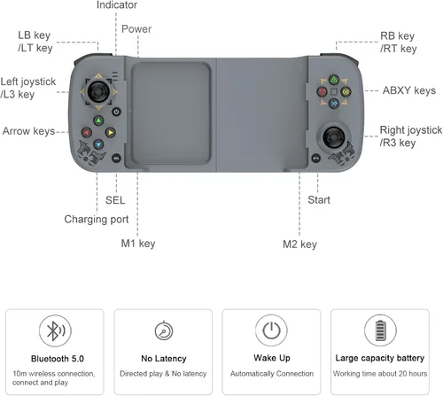 Vista 7 de Joso Control inalámbrico para Android, iPhone, Bluetooth Gamepad Joysticks para Samsung Galaxy 222120, iPhone 1414 Plus14 Pro14 Pro Max13 Pro Max