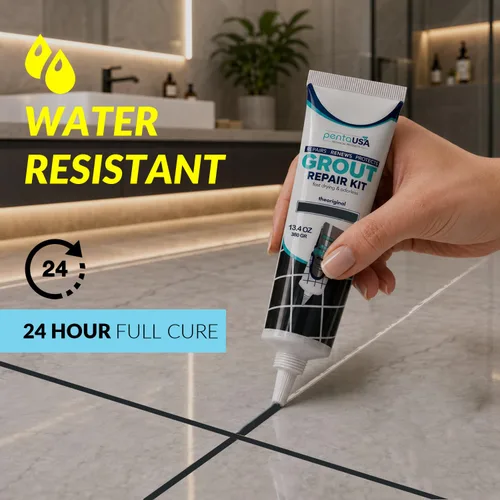 Vista 4 de PentaUSA Kit de reparación de lechada para azulejos, lechada lijada acrílica premezclada, relleno de lechada resistente al agua para baño, ducha