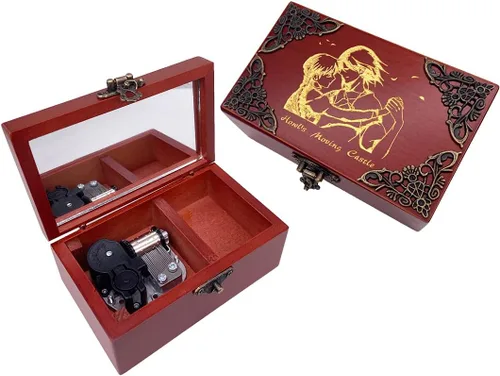 Vista 18 de Youtang You are My Sunshine - Caja de música de joyería con espejo, caja musical de madera grabada con láser, caja de música a cuerda, regalo