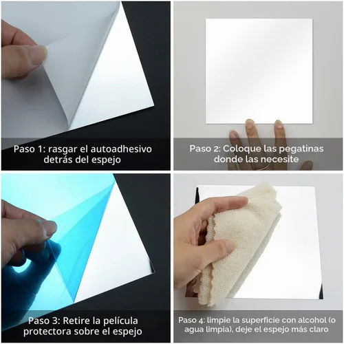 Vista 3 de Fantasyon 10 hojas de espejo flexibles, autoadhesivas, azulejos decorativos de plástico sin vidrio, calcomanías de espejo para escuela, educación
