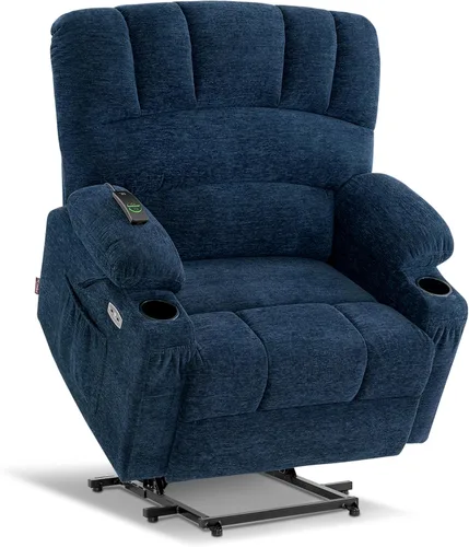 Vista 18 de MCombo Silla Reclinable Elevadora Eléctrica de Gran Tamaño para Ancianos, Silla Elevadora con Calor y Masaje, Reclinable Elevadora para Grandes