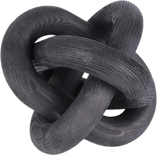 Vista 7 de Jlong Decoración de nudo de madera, cadena de 3 eslabones de madera para decoración de mesa de café, acentos decorativos para estante pequeño