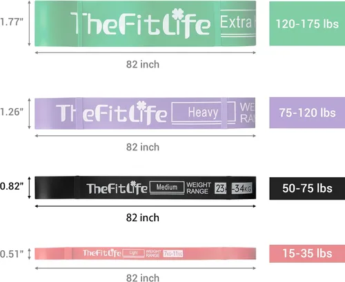 Vista 2 de TheFitLife - Bandas de asistencia para dominadas - Bandas de resistencia para entrenamiento, bandas largas de ejercicio para fitness, banda