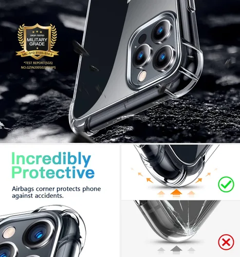 Vista 3 de CANSHN Funda transparente compatible con iPhone 11 Pro Max [protección militar contra caídas] [no amarillenta] Funda protectora a prueba de golpes
