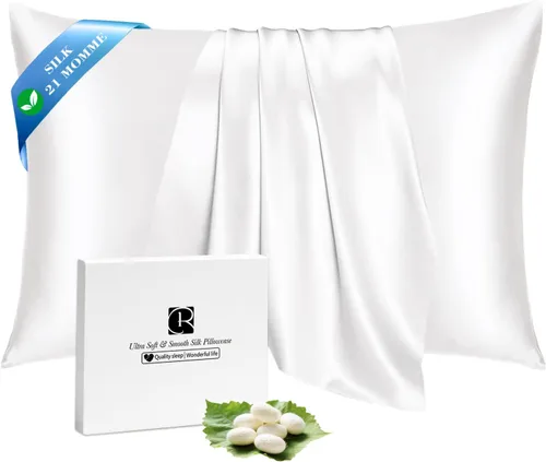 Vista 27 de Ravmix Fundas de almohada de seda con cremallera, de seda de morera de 21 momme para la salud del cabello y la piel, funda de almohada suave, lisa