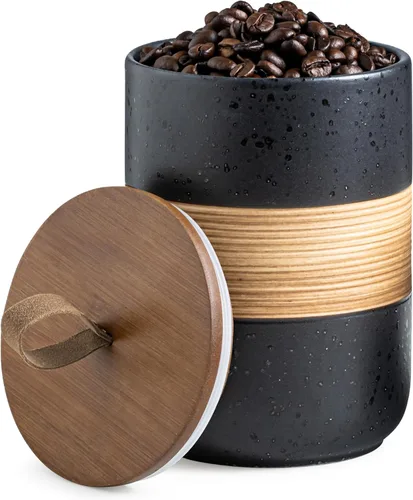 Vista 17 de Miamolo Tarro de cerámica con tapa, pequeño recipiente de café para café Beige
