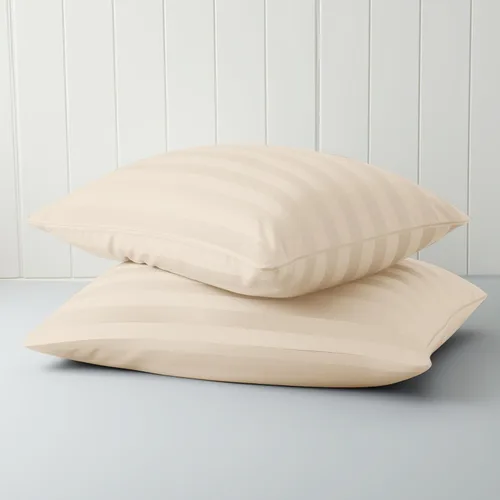Vista 38 de Juego de 2 protectores de almohada estándar, 100% algodón egipcio con cremallera, 400 hilos, tejido satinado, algodón, color beige, fundas