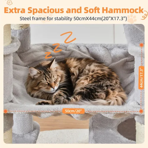 Vista 12 de Taoqimiao Árbol para gatos de 57.5 pulgadas, torre para gatos de interior para adultos, condominio extragrande para gatos, 8 postes rascadores