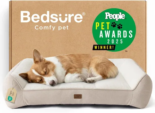 Vista 12 de Bedsure Cama ortopédica para perros de tamaño mediano, camas extra gruesas de apoyo para perros medianos con funda impermeable lavable, cómodo sofá
