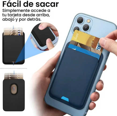 Vista 2 de Cartera magnética iLodn compatible con MagSafe para iPhone 17 16 15 14 13 12 Pro Max Air Plus, tarjetero Mag 3 Safe adhesivo para accesorios