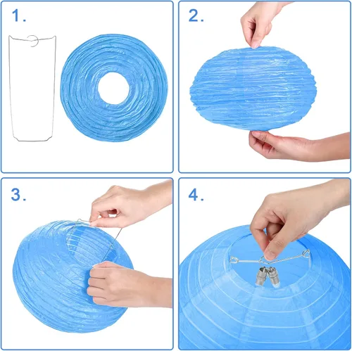 Vista 6 de LIHAO 20 linternas de papel coloridas con luces, linternas chinas multicolores, linternas de papel colgantes para decoración de fiestas, bodas