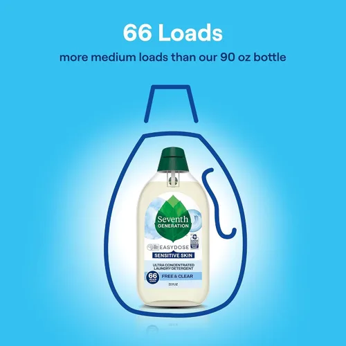 Vista 5 de Seventh Generation Detergente para ropa, ultra concentrado EasyDose, libre y transparente, 23.1 onzas líquidas (paquete de 2)