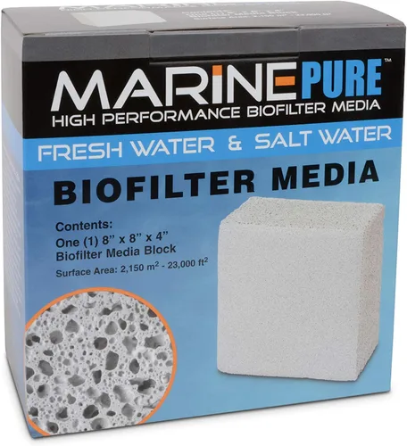 Vista 3 de CerMedia MarinePure Bloque de medios biofiltrantes para acuarios marinos y de agua dulce, 8 por 8 x 4 pulgadas
