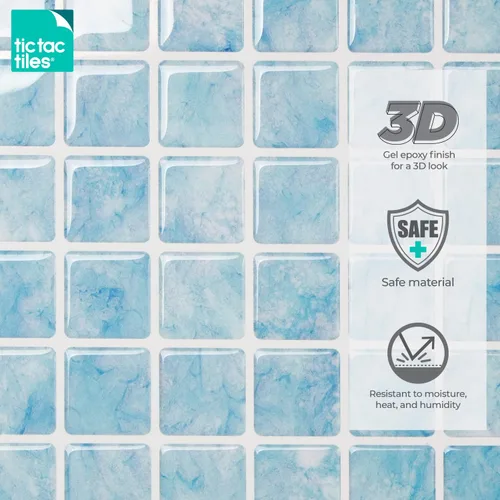 Vista 5 de Azulejos Tic Tac, adhesivos antihongos en Vetro Aqua.