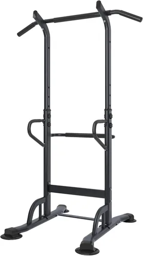 Vista 5 de Barra de dominadas y estación de inmersión, soporte de inmersión de altura ajustable, estación de entrenamiento de fitness, máquina de entrenamiento
