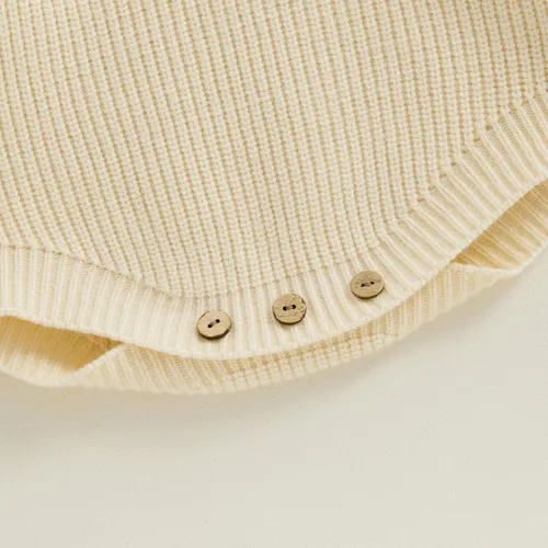 Vista 6 de Emmababy Suéter de punto grueso para bebé, sudadera bordada con letras bordadas de gran tamaño, traje de otoño