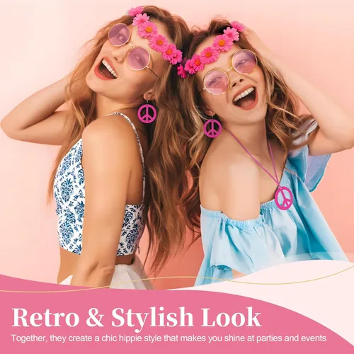 Vista 6 de Accesorios de disfraz hippie para niña de los años 60 y 70