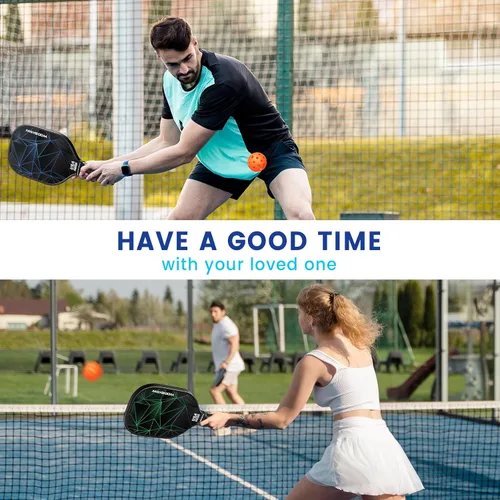 Vista 8 de Mayboom Juego de 2 o 4 palas de pickleball aprobadas por USAPA con 4 bolas de pickleball y bolsa de pickleball, raquetas de fibra de vidrio, paquete